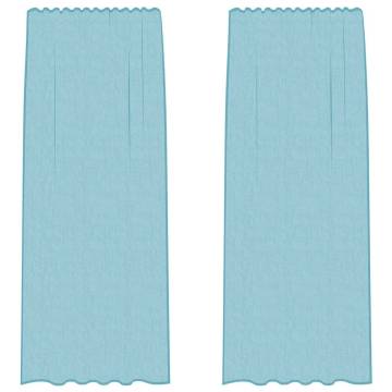 Turquoise Voile Curtains with Loops - 140x225 cm (2 pcs)