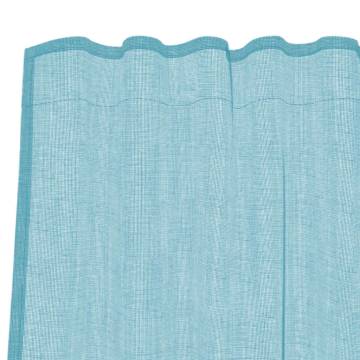 Turquoise Voile Curtains with Loops - 140x225 cm (2 pcs)