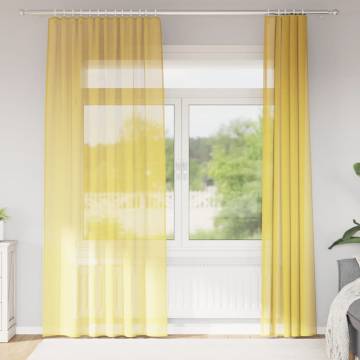 Voile Curtains with Loops 2 pcs Yellow 140x245 cm - Hipomarket