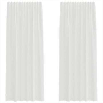 Voile Curtains with Loops - White 140x225 cm (2 pcs) | Hipo Market