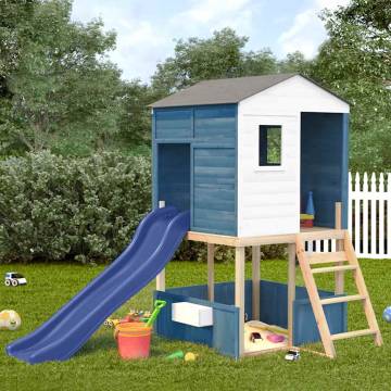 Outdoor Playset - White & Blue Solid Wood Fir for Kids Fun