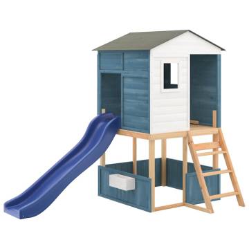 Outdoor Playset - White & Blue Solid Wood Fir for Kids Fun