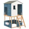 Outdoor Playset - White & Blue Solid Wood Fir for Kids Fun