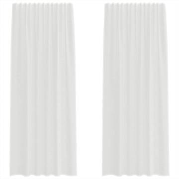 Voile Curtains with Loops, 2 pcs White - 140x245 cm