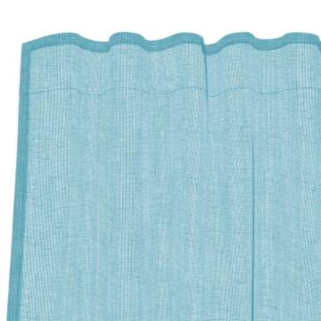 Turquoise Voile Curtains with Loops - 140x245 cm (2 pcs)