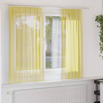 Voile Curtains with Loops 2 pcs Yellow 140x175 cm | Hipo Market