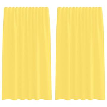 Voile Curtains with Loops 2 pcs Yellow 140x175 cm | Hipo Market