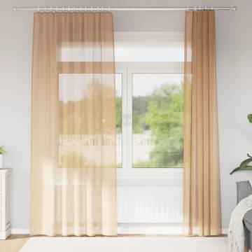 Voile Curtains with Loops 2 Pcs Sand 140x225 cm - HipoMarket