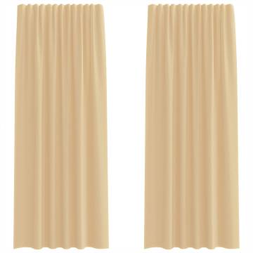 Voile Curtains with Loops 2 Pcs Sand 140x225 cm - HipoMarket