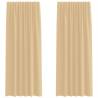 Voile Curtains with Loops 2 Pcs Sand 140x225 cm - HipoMarket