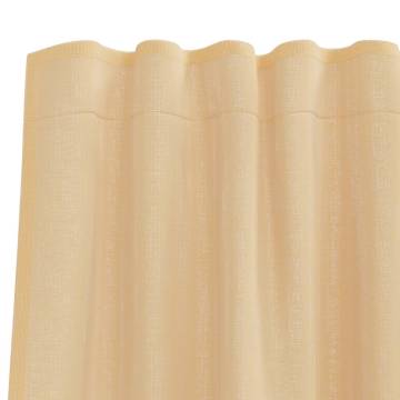 Voile Curtains with Loops 2 Pcs Sand 140x225 cm - HipoMarket