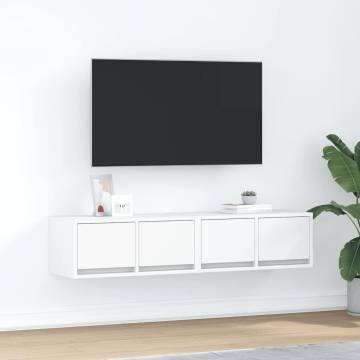 Elegant White TV Cabinets - 2 PCS | Space-Saving & Durable