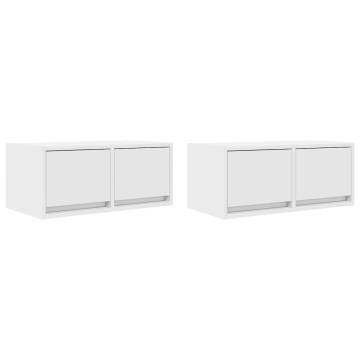 Elegant White TV Cabinets - 2 PCS | Space-Saving & Durable