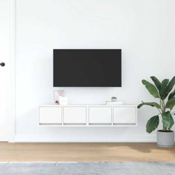 Elegant White TV Cabinets - 2 PCS | Space-Saving & Durable