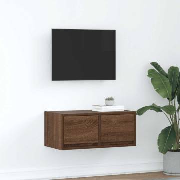 Stylish Brown Oak TV Cabinet - 60x31x25.5 cm Engineered Wood