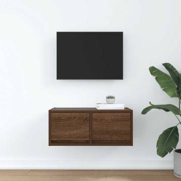 Stylish Brown Oak TV Cabinet - 60x31x25.5 cm Engineered Wood