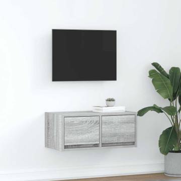 Stylish Grey Sonoma TV Cabinet - Space-Saving Design