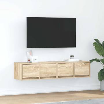 2 pcs Sonoma Oak TV Cabinets - Stylish & Space-Saving