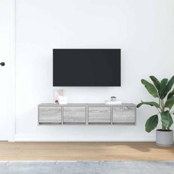 Stylish Grey Sonoma TV Cabinets - Set of 2 | HipoMarket