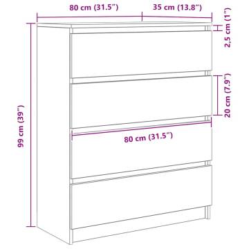 Concrete Grey Sideboard - Stylish & Durable 80x35x99 cm