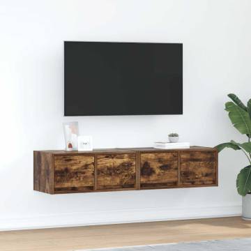 Stylish Smoked Oak TV Cabinets - 2 Piece Set | HipoMarket