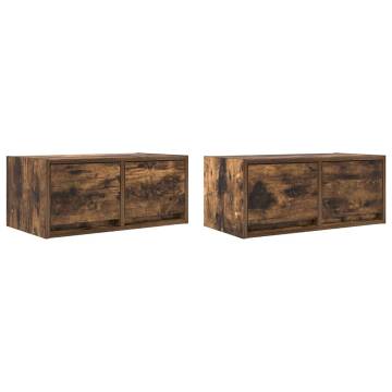 Stylish Smoked Oak TV Cabinets - 2 Piece Set | HipoMarket