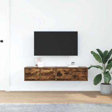 Stylish Smoked Oak TV Cabinets - 2 Piece Set | HipoMarket