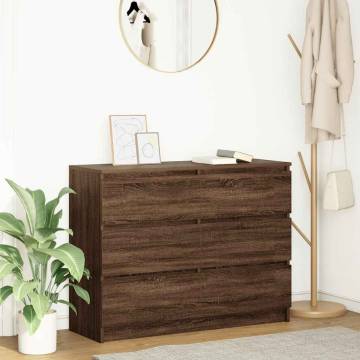 Brown Oak Sideboard 100x35x76 cm | Minimalist Storage Solution