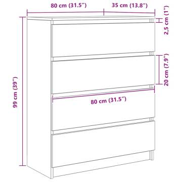 Stylish Black Oak Sideboard - 80x35x99 cm | HipoMarket