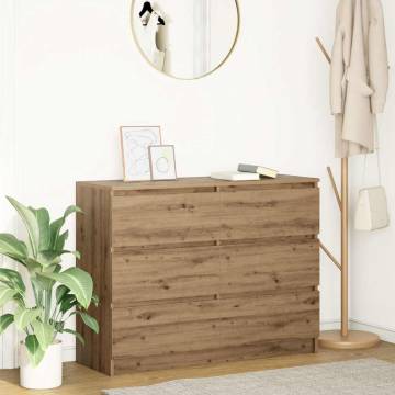 Artisan Oak Sideboard - Stylish Engineered Wood Storage 100x35x76 cm