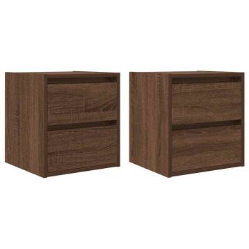 Wall-Mounted Bedside Cabinets - 2 pcs Brown Oak | HipoMarket