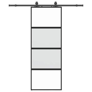 Sliding Door with Hardware Set - Black Tempered Glass 76x205 cm