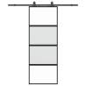 Sliding Door with Hardware Set - Black Tempered Glass 76x205 cm