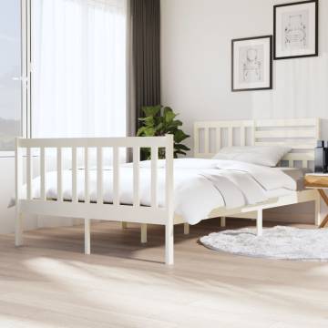 White Solid Wood Bed Frame 120x200 cm - Stylish & Sturdy