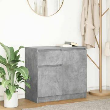 Stylish Concrete Grey Sideboard with Drawer - 71x35x65 cm