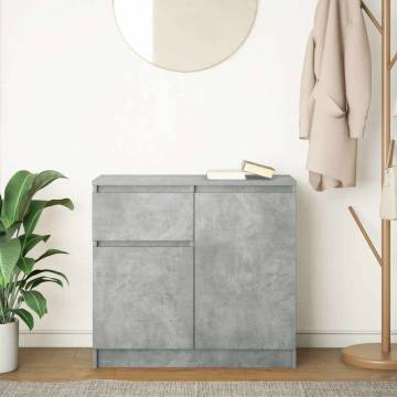 Stylish Concrete Grey Sideboard with Drawer - 71x35x65 cm