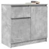 Stylish Concrete Grey Sideboard with Drawer - 71x35x65 cm