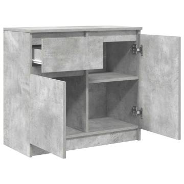 Stylish Concrete Grey Sideboard with Drawer - 71x35x65 cm