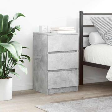 Stylish Bedside Cabinets with 3 Drawers - Concrete Grey (2 pcs)