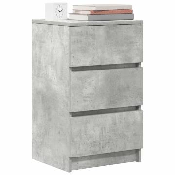 Stylish Bedside Cabinets with 3 Drawers - Concrete Grey (2 pcs)