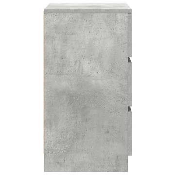 Stylish Bedside Cabinets with 3 Drawers - Concrete Grey (2 pcs)