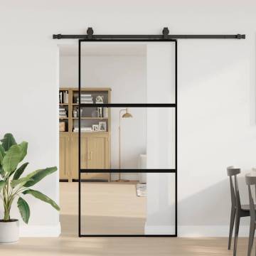 Stylish Black Sliding Door with Hardware Set - 102.5x205 cm