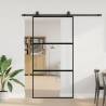  Sliding Door with Hardware Set Black 102.5x205 cm Tempered Glass Colour black and matt Size 102.5 x 205 cm (200 cm sliding rail) Quantity in Package 1 Model 3 horizontal bars 