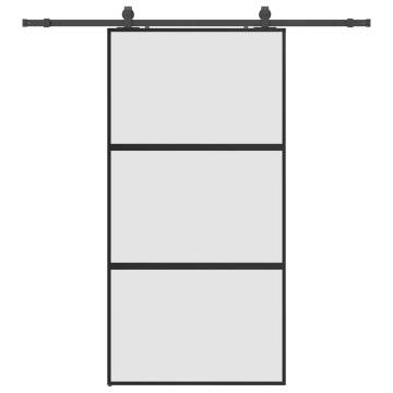 Stylish Black Sliding Door with Hardware Set - 102.5x205 cm