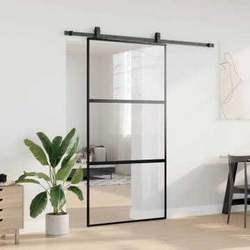 Stylish Black Sliding Door with Hardware Set - 102.5x205 cm