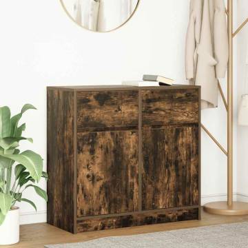 Smoked Oak Sideboard with Drawer - 80x34x76 cm Engineered Wood