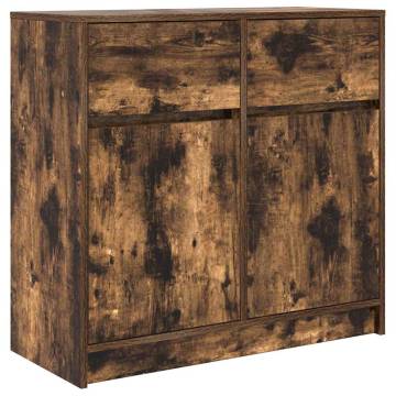 Smoked Oak Sideboard with Drawer - 80x34x76 cm Engineered Wood