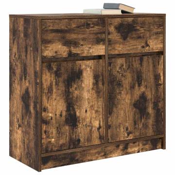 Smoked Oak Sideboard with Drawer - 80x34x76 cm Engineered Wood