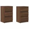 Stylish Brown Oak Bedside Cabinets with 3 Drawers - 2 pcs