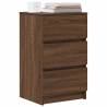 Stylish Brown Oak Bedside Cabinets with 3 Drawers - 2 pcs